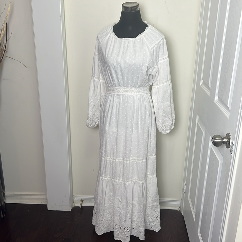 Veiled Collection White Parisian Maxi Boho Dress Size Small